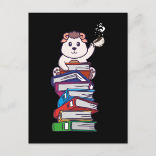 Book Reading Ram Sheep Tea Coffee Kawaii Bookworm Postcard