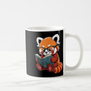Book reading red panda reader animal cute red coffee mug