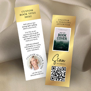 Book Release Author Photo Mini Gold Bookmark Card