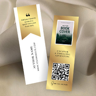 Book Release QR Code MINI Faux Gold Bookmark Card