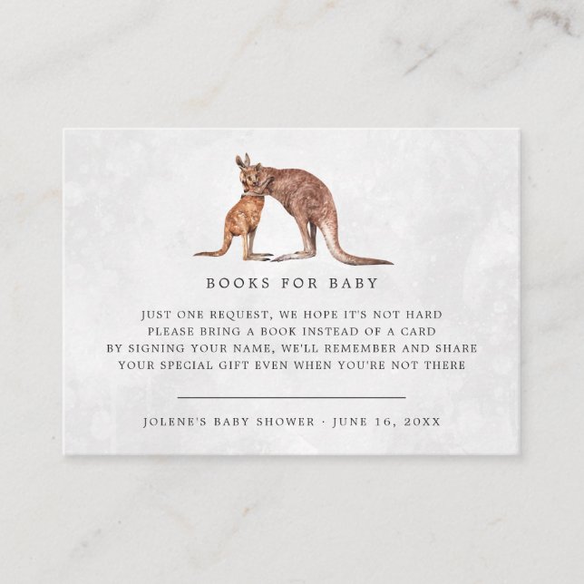 Book Request | Australian Kangaroo Baby Shower Enclosure Card (Front)