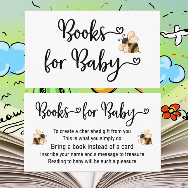 Book Request Baby Bee Shower Invitation (Cute Baby Shower Books For Baby Cards. Enclose in your invite. Share the joy or reading. )
