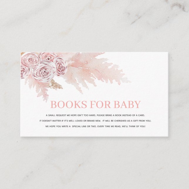 Book Request Baby Shower Boho Blush Pink Card (Front)