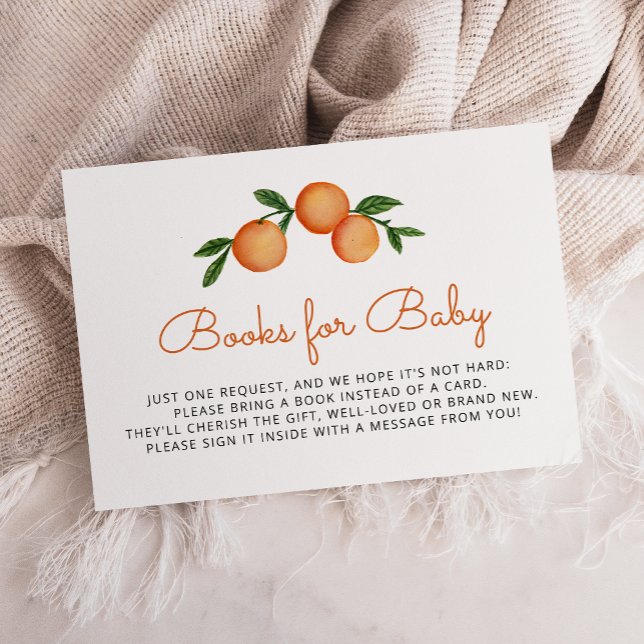 Book Request Baby Shower Citrus Orange Enclosure Card (Creator Uploaded)