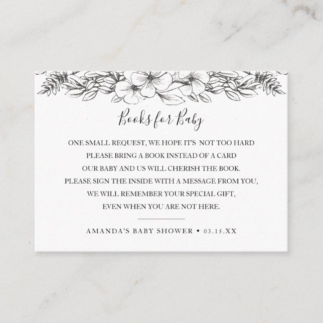 Book Request Baby Shower Invitation Insert Card (Front)