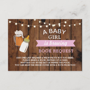 Book Request Beer Baby Shower Girl Bottle Wood Invitation
