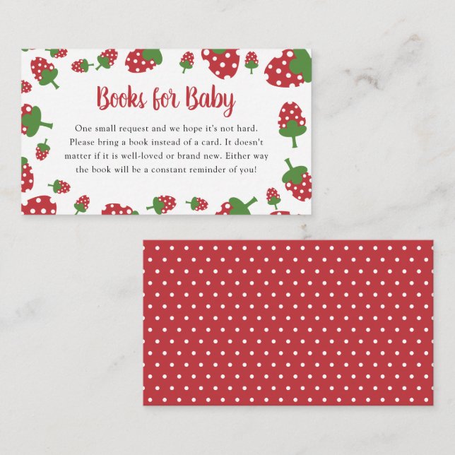 Book Request Berry Sweet Baby Shower Strawberry  Enclosure Card (Front/Back)