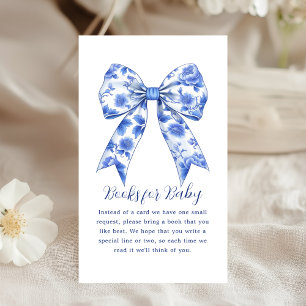 Book Request Blue Chinoiserie Bow Baby Shower Enclosure Card