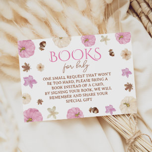 Book Request Blush Pumpkin Fall Baby Shower Enclosure Card