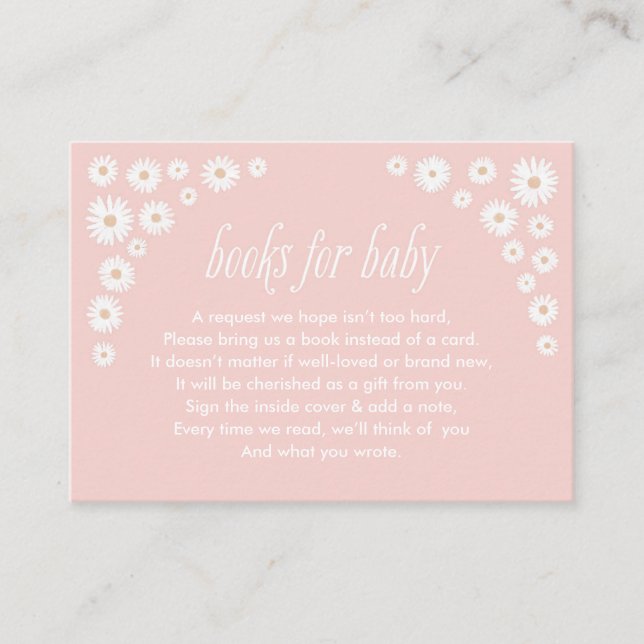 Book Request Boho Daisy Baby Shower Enclosure Card (Front)