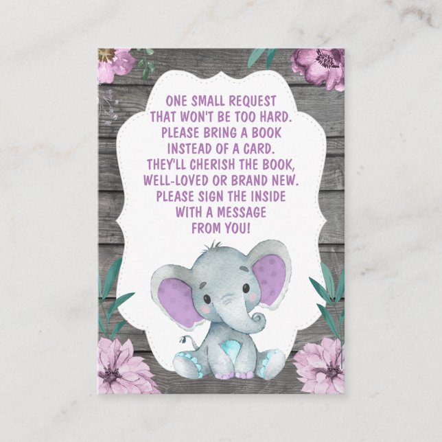 Book Request Card Elephant Shower (Front)