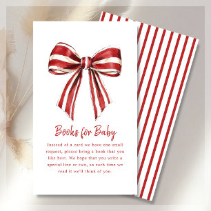 Book Request   Christmas Coquette Bow Baby Shower  Enclosure Card