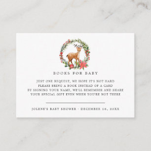 Book Request Christmas Reindeer Baby Shower Enclosure Card