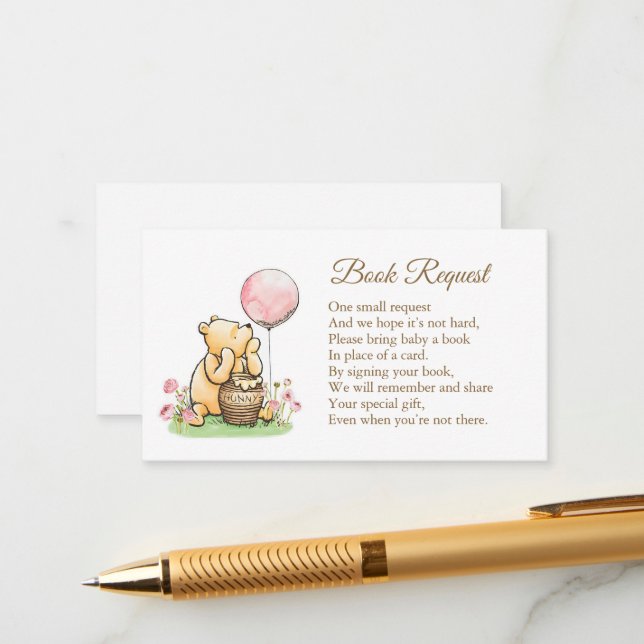 Book Request Classic Baby Shower Neutral Enclosure Card (Front/Back In Situ)