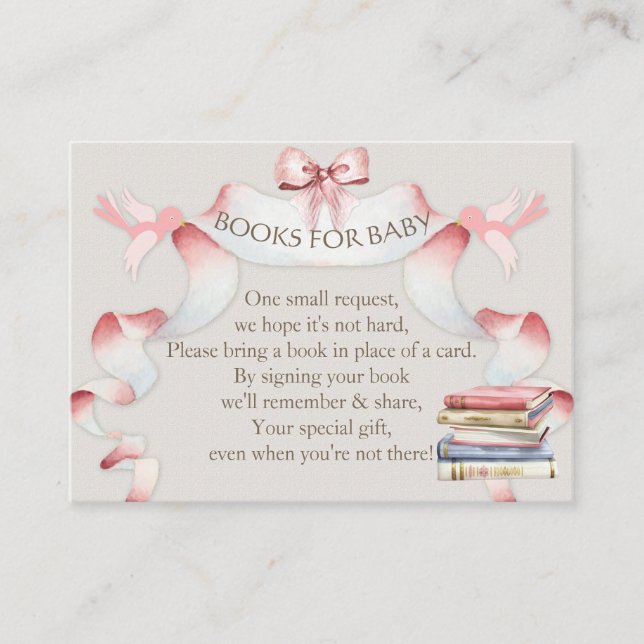 Book Request Clothesline Girl Pink Ivory Enclosure Card (Front)