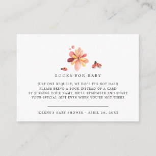 Book Request   Floral Ladybug Baby Shower Enclosure Card