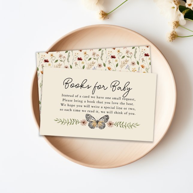 Book Request for Baby Shower Boho Wildflower Enclosure Card (Book Request for Baby Shower Boho Wildflower Enclosure Card)