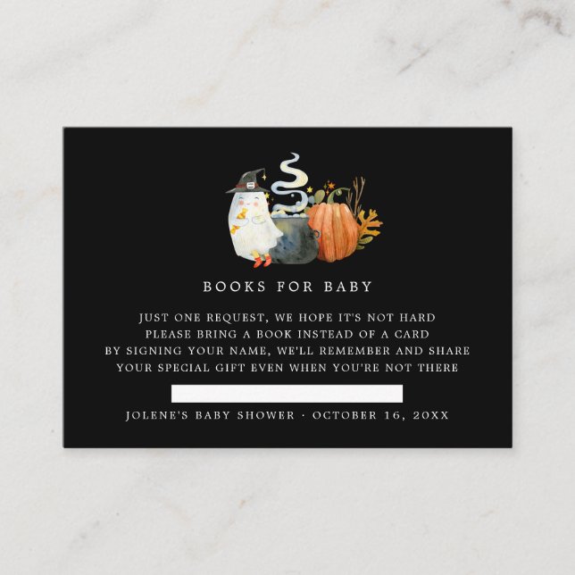 Book Request | Halloween Ghost Baby Shower Enclosure Card (Front)