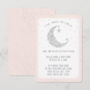 Book Request Moon Star Baby Shower Silver Pink Invitation