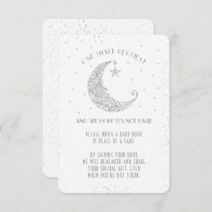 Book Request Moon Star Baby Shower Silver White Invitation