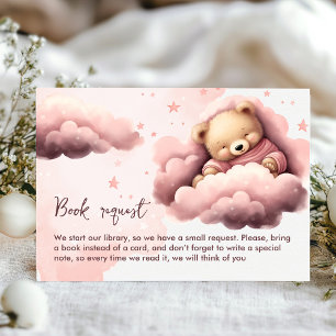 Book request pink cloud cute bear baby shower card