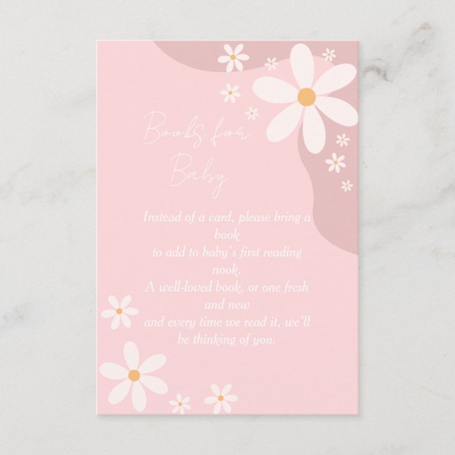 Book Request Poem Baby Shower Pink Boho Enclosure Card (Front)