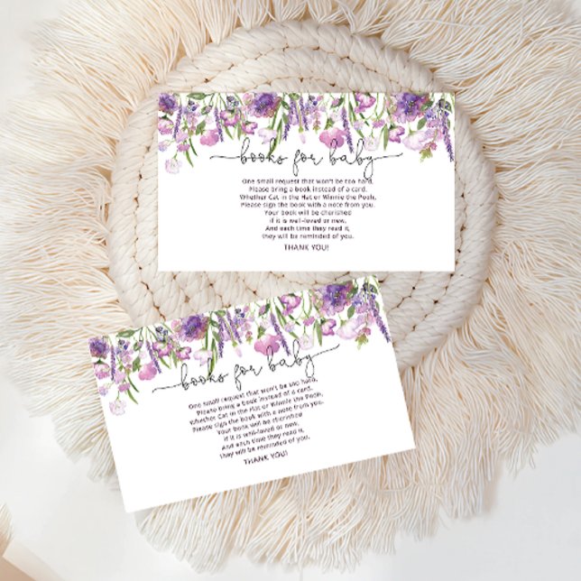 Book Request Purple Wildflower Baby Shower Enclosure Card (Creator Uploaded)