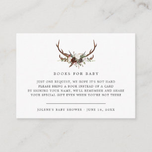 Book Request Rustic Country Floral Antler Enclosure Card