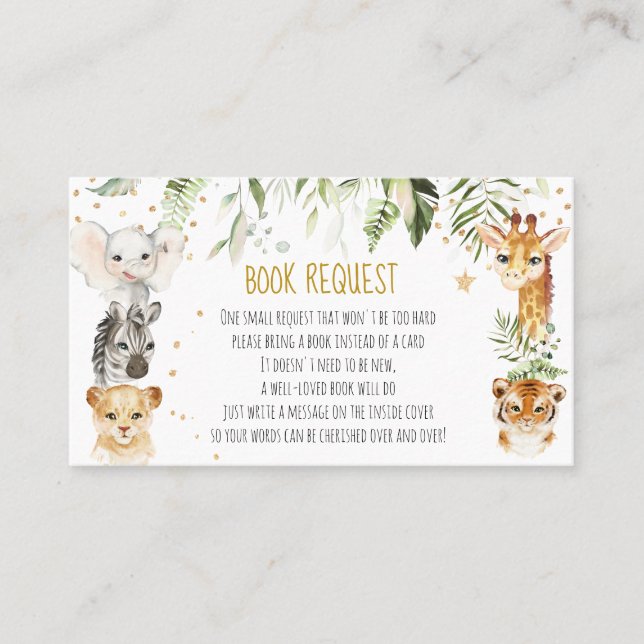 Book Request Safari Baby Shower Card (Front)
