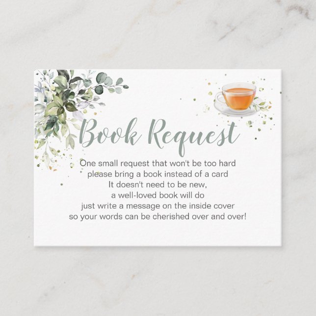 Book Request Tea Shower Enclosure Card (Front)