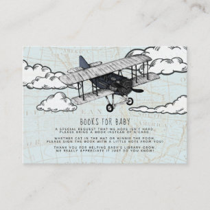 Book Request Vintage Aeroplane Baby Shower Inser Enclosure Card