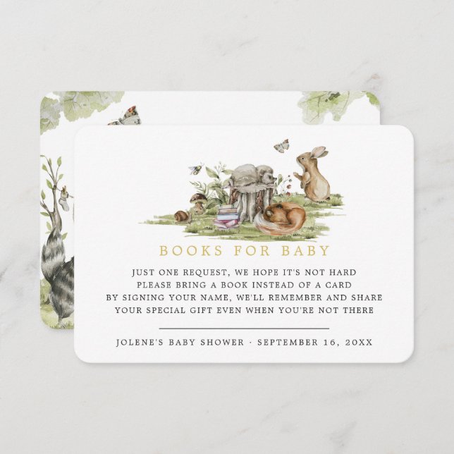 Book Request | Woodland Picnic Forest Animals Enclosure Card (Front/Back)