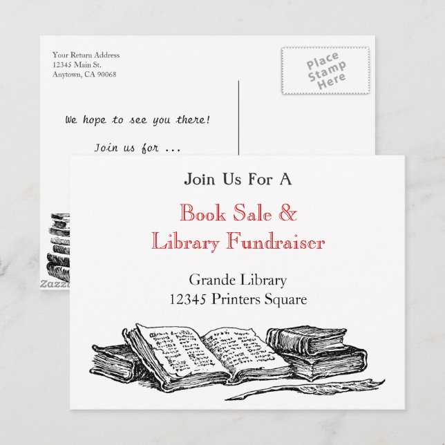 Book Sale Editable Marketing Promotional Postcard (Front/Back)