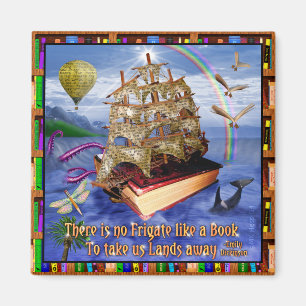 Book Ship Ocean Scene with Emily Dickinson Quote Magnet