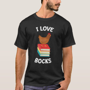 Book Shirt Funny Chicken Reading I Love Bocks Gift