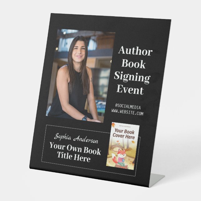 Book Signing | Author Book Launch Promotional Pedestal Sign (Front)