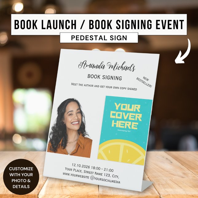 Book Signing Author Writer Book Launch Bestseller Pedestal Sign (Creator Uploaded)