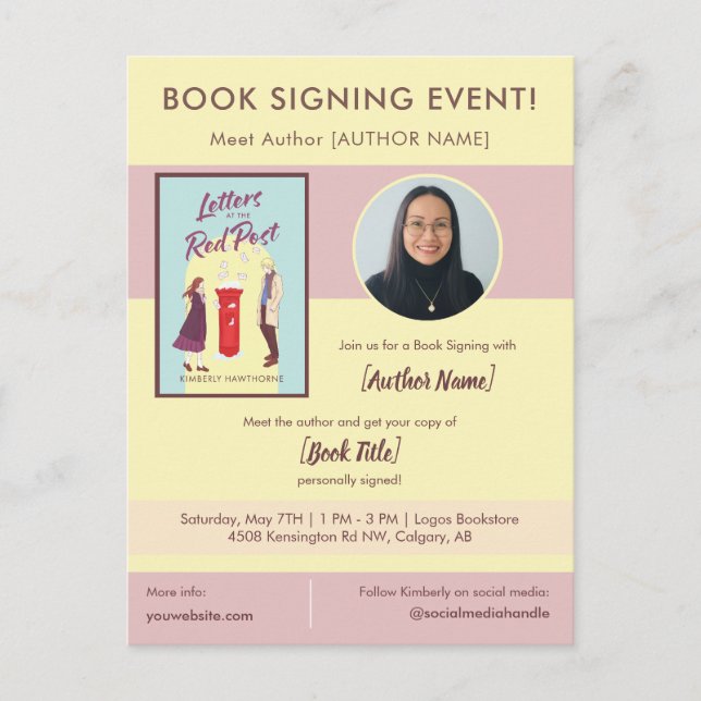Book Signing Event Author Appearance Pastel Postcard (Front)