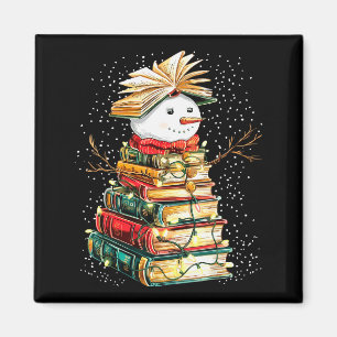 Book Snowman Christmas Tree Reading Magnet
