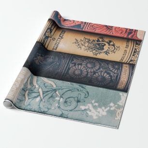 Book Spine Decoupage Poster Wrapping Paper