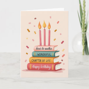 Book Stack Birthday Wish Card