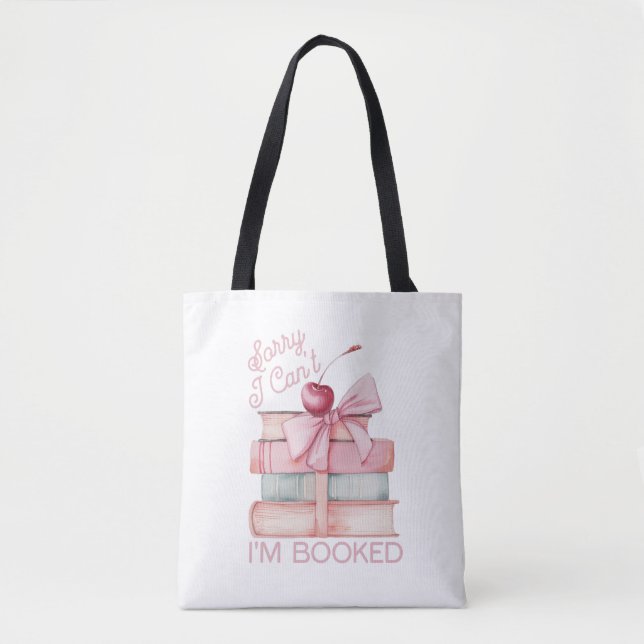 Book Stack Coquette Bow  Tote Bag (Front)