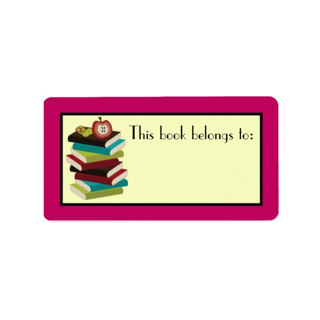 Book Stack Reader Bookplate Stickers Gift (Front)