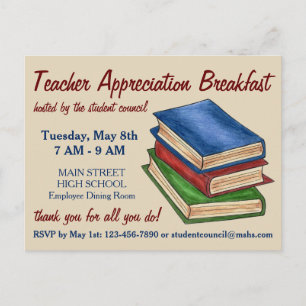 Book Stack Teacher Retirement Party Invitation Postcard