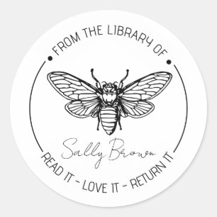 Book stickers, bookplate book stamp Custom BEE Classic Round Sticker