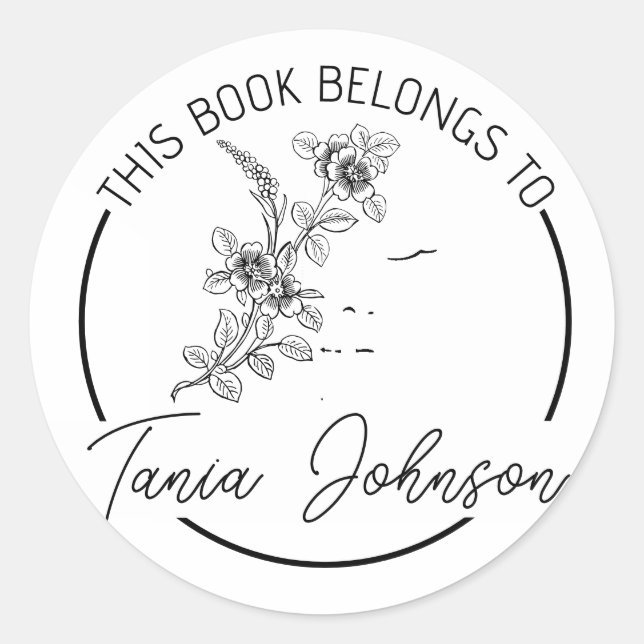 Book stickers, bookplate book stamp Custom modern Classic Round Sticker (Front)