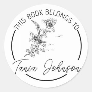 Book stickers, bookplate book stamp Custom modern Classic Round Sticker