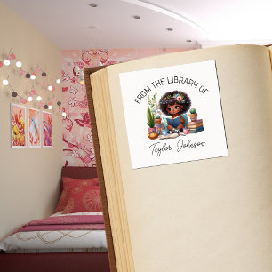 Book stickers, bookplate Custom Dark hair girl Square Sticker
