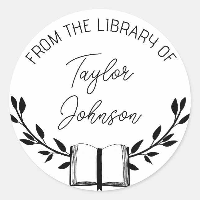 Book stickers, bookplate Custom name label leaf (Front)