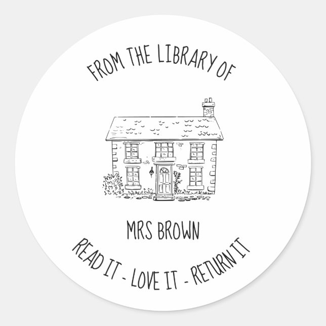 Book stickers, Custom Teacher house Stickers (Front)